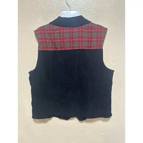 Sun River Clothing Co Vest Medium Plaid Black Button Up Sleeveless Vintage 90s
