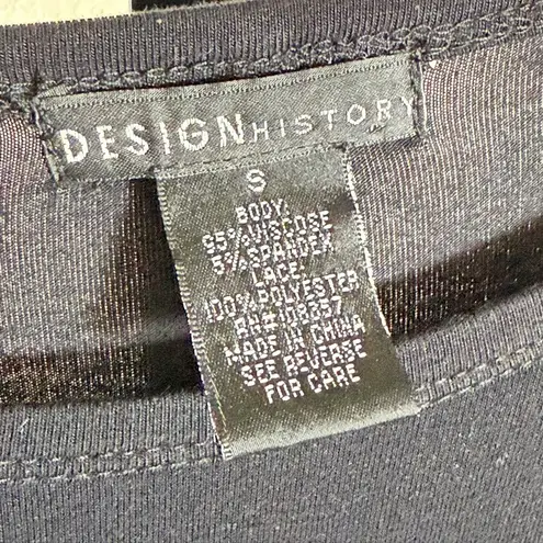 Design History Black Swing Dress Small Lace Sleeve Boho Tunic Chic Knee Length