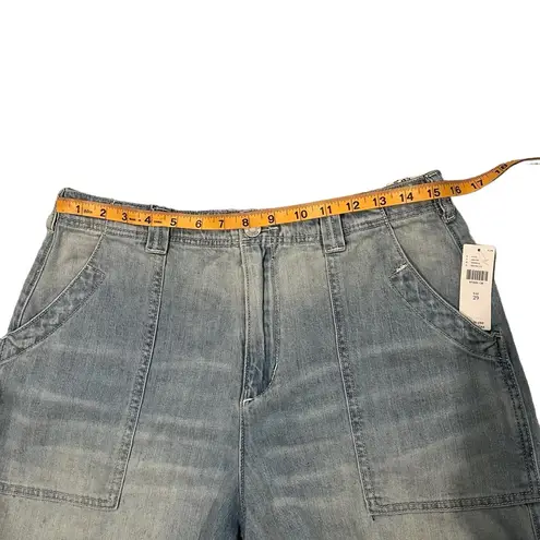 Pilcro NWT, Super High Rise Oversized Bermuda Shorts with Fringe Hem, Sz 29