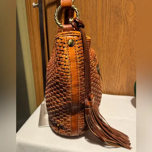 Patricia Nash Castelli Hobo Woven Brown Leather Handbag Purse