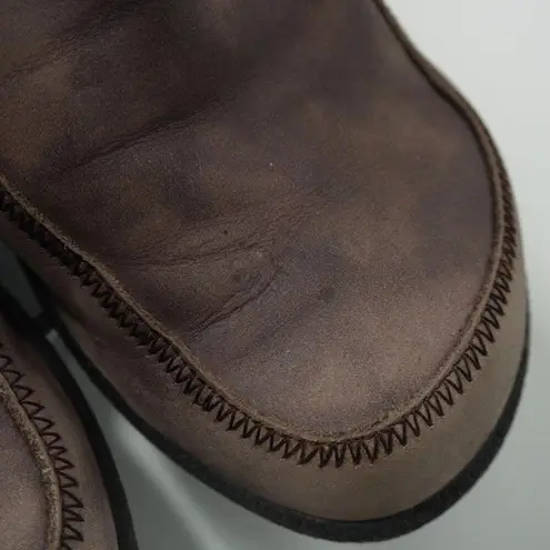 Dansko Brown Leather Mid Calf Boots Distressed Buckle Comfort Pull On Shoes 40