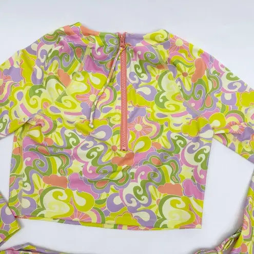 Beach Riot NEW X Free People Rashguard Bikini Swim Set Lindsay Soleil 70s Swirl