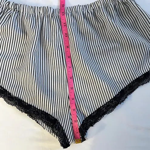 Black & White Pinstripe Lace Trim Sleep Shorts