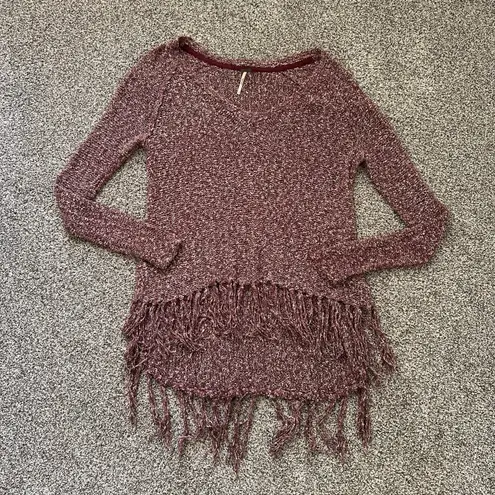 Free People  maroon loose knit long sleeve sweater size S