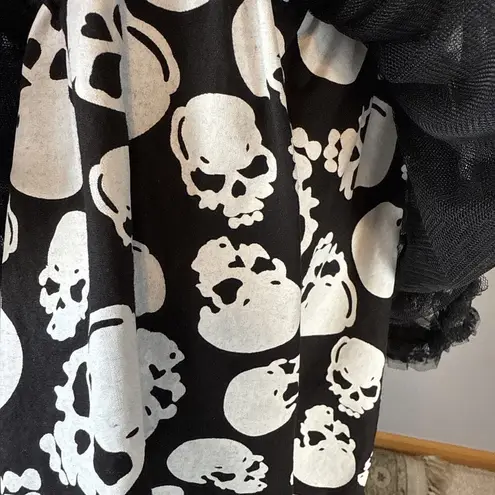 Tripp NYC Suspenders Skull Mini Skirt Size XXL Black White Tulle Ruffle Goth