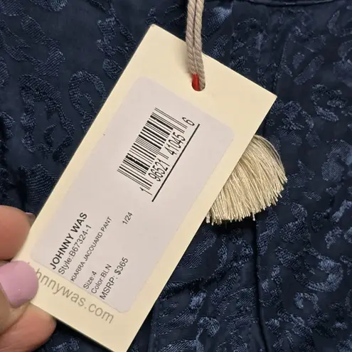 Johnny Was Biya Blue Kiarra Jacquard Cargo Pants B67324-1 Boho Chic Sz 4