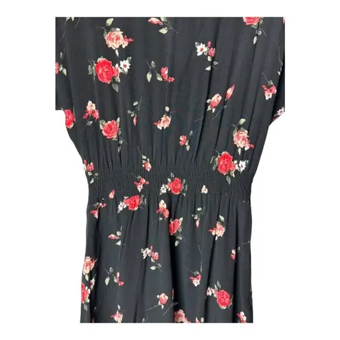 FRNCH Paris Dress Women Small Black Red Floral Print Fit And Flare Mini Boho