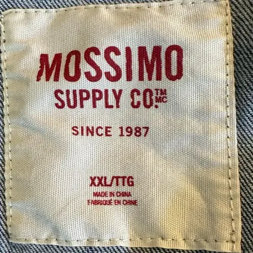 Vintage Flower Brooch & Mossimo Denim Jacket Size XXL Bohemian Fall Distressed Blue