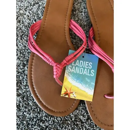 NWT Big Lots pink knot flipflops size 7/8‎ Brown - Image 2