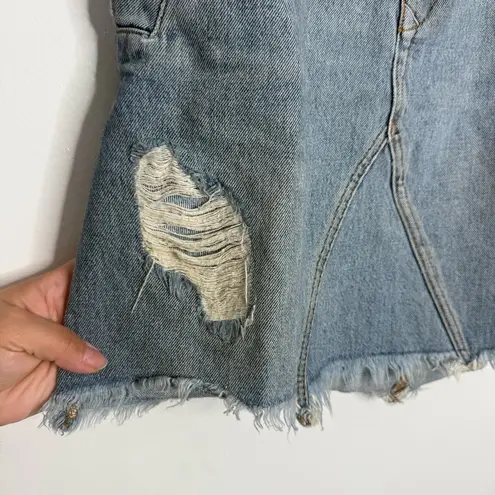 All Saints Lari Distressed Denim Skirt Size 2
