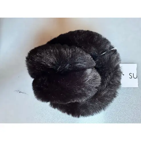 Surell Faux Rex Rabbit Black Earmuffs