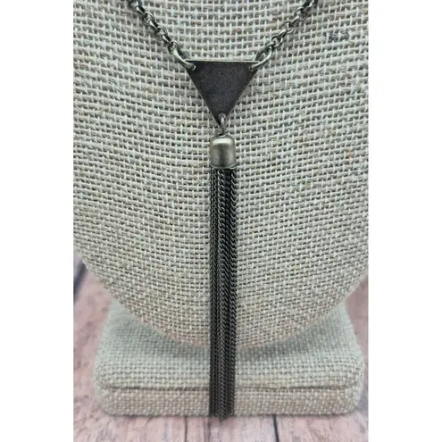 None Dark Brushed Gold Tone Statement Collar Necklace Drop Faux Turquoise Western