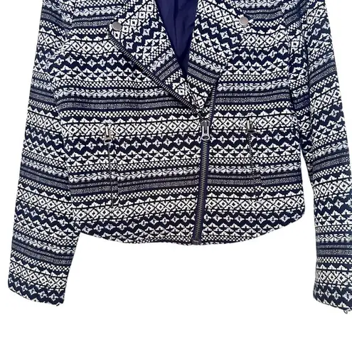 Joie  Darnel Printed Moto Jacket Zip front blue size M