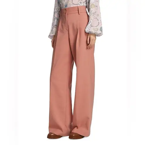 See By Chloe Women's Muted Clay Cotton Wide Leg Pleated Trouser Pant Size 12 NWT