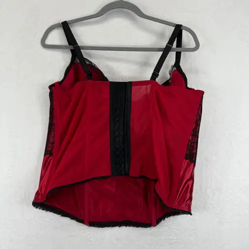 Cacique Plus Size 22/24 Red & Black Lace Bustier Corset Top