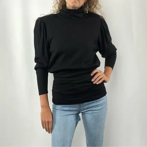 Vintage Valentino Miss V Wool Ruched Turtleneck Sweater in Black Size Small