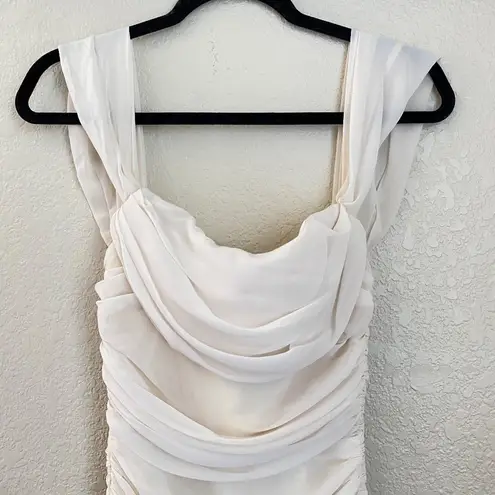 House Of CB  CARLOTTA IVORY RUCHED DRAPED CHIFFON DRESS SZ XS