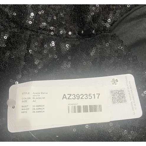 Azazie STELLAR Mermaid Sequin Floor-Length Dress Black Size A2 NWT Prom Formal