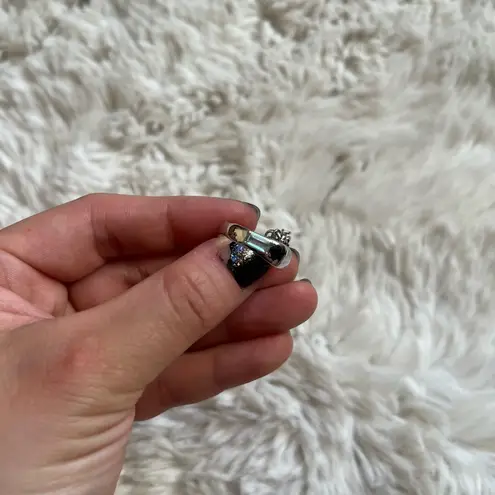 Mejuri KVK jewelry sterling silver chain and asymmetric organic form blue stone ring