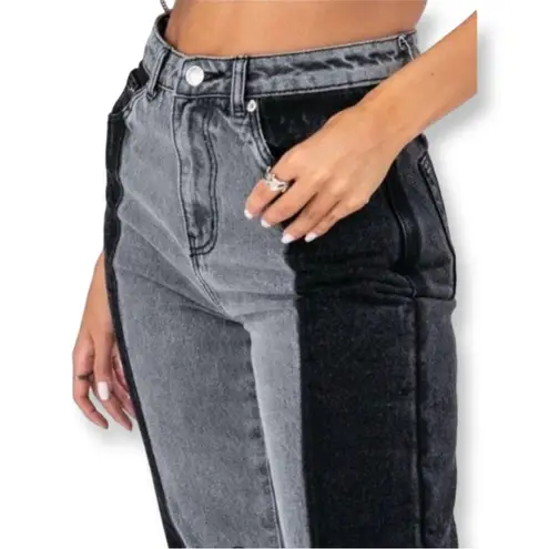 Vintage Abdika Y2K Stone Wash Color Block Mid Rise Denim Jeans Black Size 29