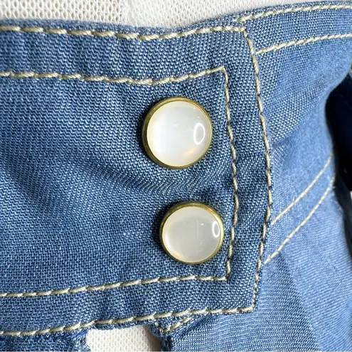 Carolina K Rosa Chambray Embroidered Midi Skirt Size S Blue