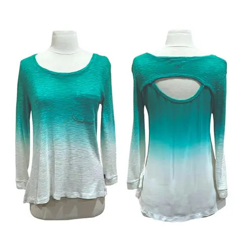 Z by Zobha Teal Ombre Lightweight Long Sleeve Top Size Small Green