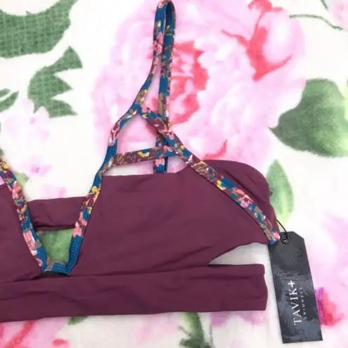 Tavik swim Jessi Color Block Merlot Cutout Triangle Swim Top