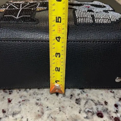 Karl Lagerfeld Womens Maybelle Rhinestone Satchel Crossbody Black Medium NWT