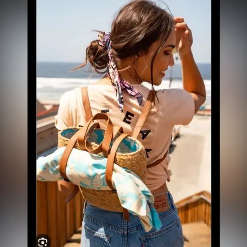 XIX Palms jute The Shore Break picnic cooler backpack handbag NWT