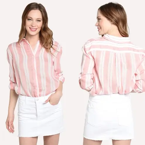 Lemlem Mens Doro Shirt in Light Coral Stripe