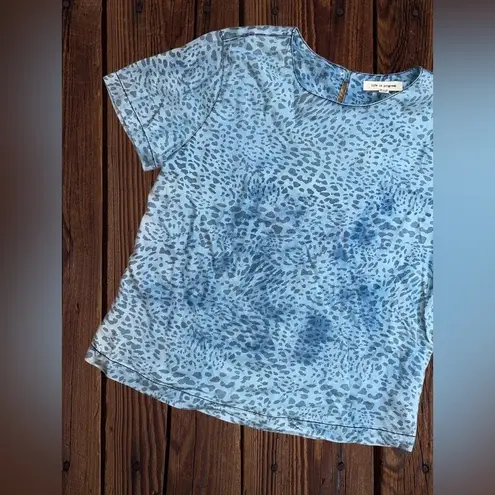 Life in Progress  Womens Small Blue Cheetah Print Blouse • Keyhole Neck NWT