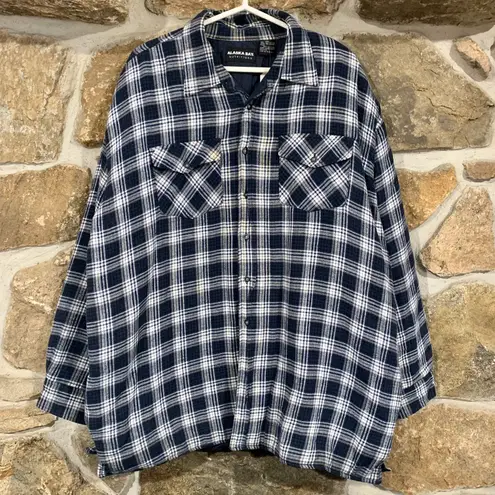 Vintage Blue/White Quilted Interior Alaska Bay Flannel w/ Pockets Blue Size XXL