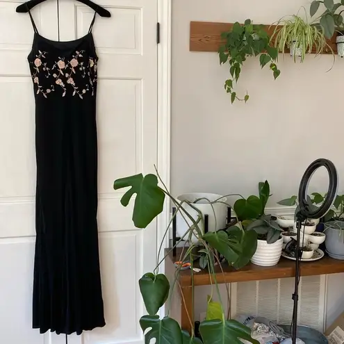 Henri Bendel Frivole Couture Maxi Rosebud Embroidered 90s Y2K Maxi Fairy Grunge