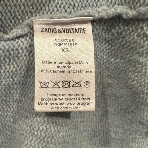 Zadig & Voltaire CASHMERE LIGHT BLUE LONG SLEEVE ROUND CREW NECK SWEATER XS