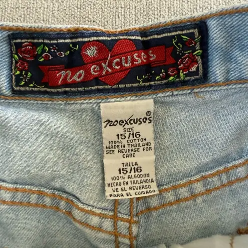 Vintage 80s 90s No Excuses High Rise Scottie Dog Embroidered Denim Mom Shorts M Blue Size 29