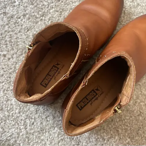 Pikolinos Royal Embellished Premium Leather Ankle Zip Boots Brown Bootie Size 5