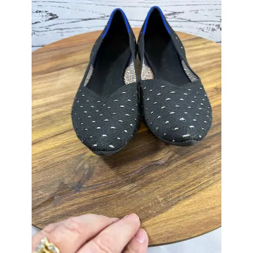 Women's Rothy's Black White Polka Dot The Point Flats Size 10.5