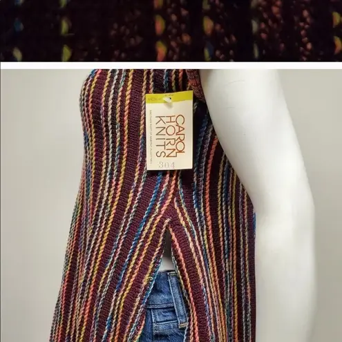 Carol Horn Knit 70s Striped Wool Pullover Tunic Red Size M