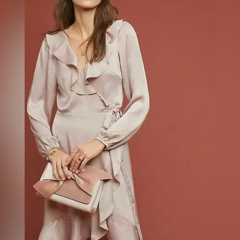 Anthropologie by The Odells Sharlene Wrap Dress Size S Pink