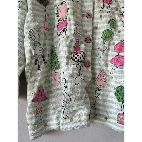 Vintage Design Options Rare Unique Funky Embroidered Chair & Lamp Sequins Size M Green Size M - Image 4