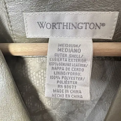 Worthington Blazer Leather Sage Pearl Casual Y2K Career Office M Green Size M