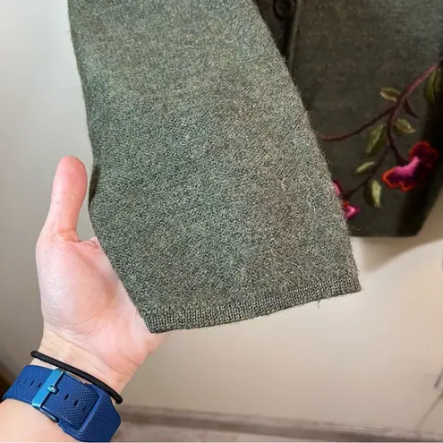 Vintage The Eagle’s Eye Women’s Green Wool Floral Embroidered Cardigan XL Boho