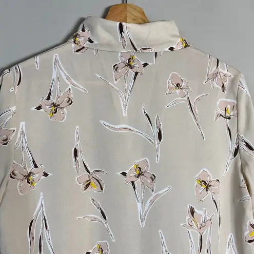 Kittenish Long Sleeve Floral Dreams Button Up Blouse Womens Small Ivory Boho Top