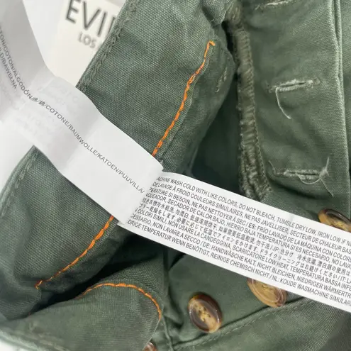 Evidnt Pants Size 25 Cropped Chino Wide Leg High Waist NWT Green 100% Cotton