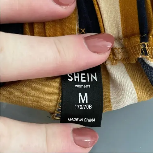 SheIn Black Top and Striped Shorts Set