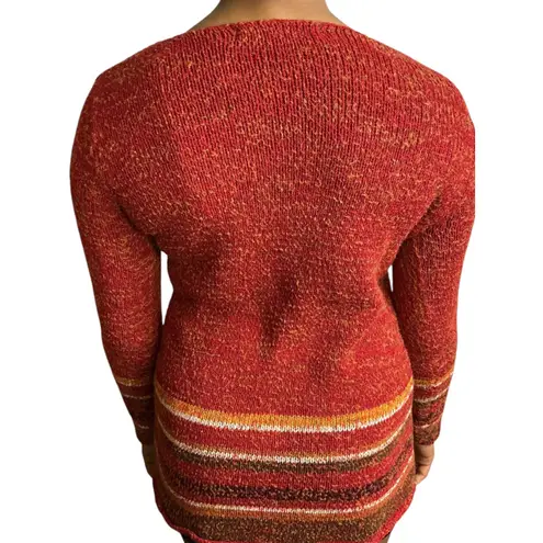 CRAZY HORSE Vintage Y2K Collection Rust Knit Sweater Floral Embroidered Small