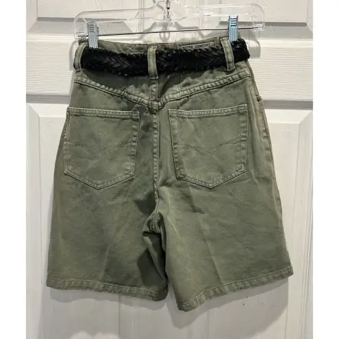 Unionbay VTG NWT Union Bay Shorts Juniors 5/6 Green Denim High Waist Mom Belt Deadstock‎