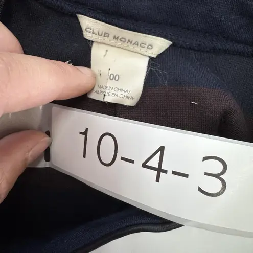 Club Monaco Skirt Womens 00 Blue Red Striped Faux Leather Trim Pencil Career