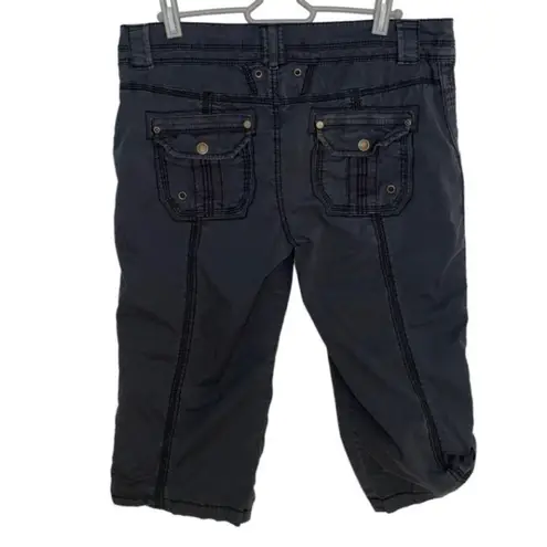 Marrakech Dark Grey Flat Front Cargo Capri Pants Size 29 Medium(10)