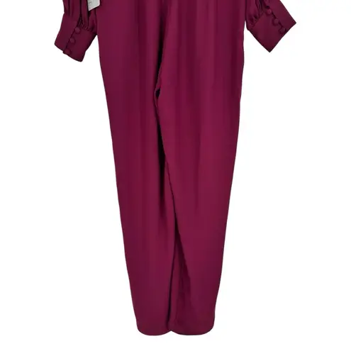 Gal Meets Glam Jessamyn Button Jumpsuit size 4 Boysenberry Long Sleeve V Neck
